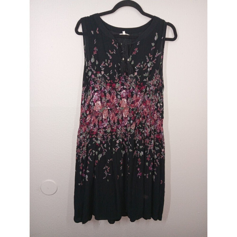 Maurices Women's Black Floral Sleeveless Peasant Mini Dress Size XXL